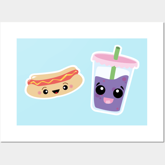 Hot Dog & Boba Bubble Tea Wall Art by nuggetstump